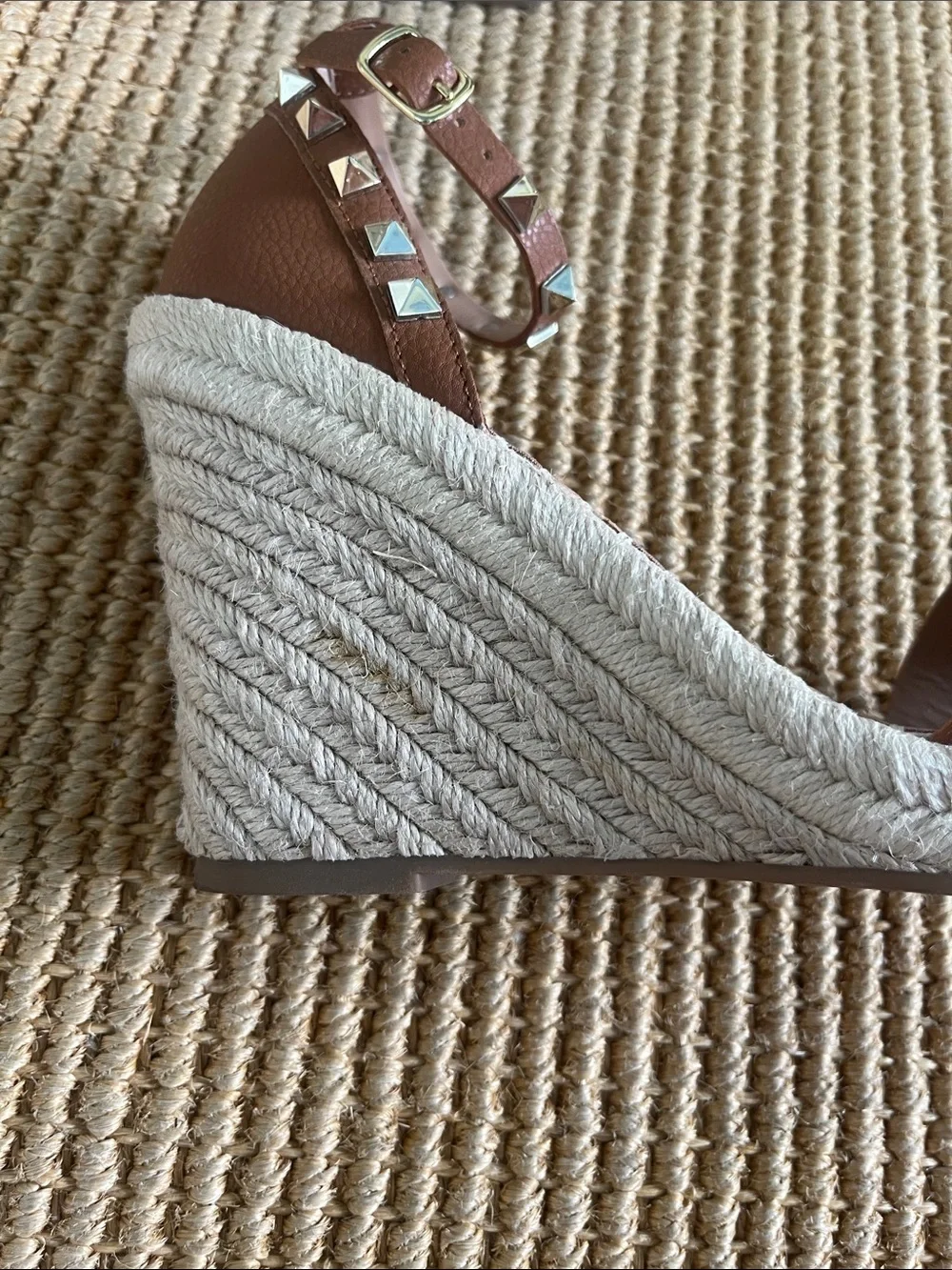 Steven New York Studded Tan Wedge Heels